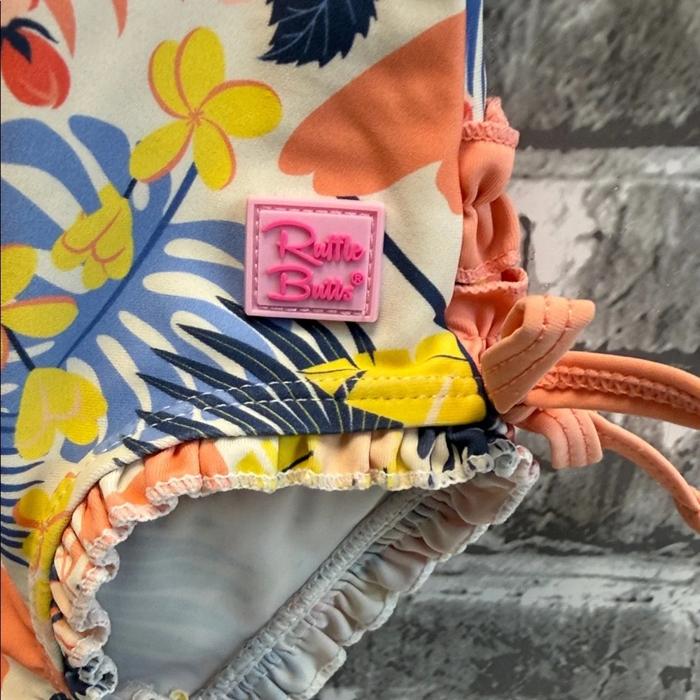 Ruffle Butts‎ Floral Flamingo Kids Swimsuit